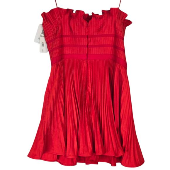 AMUR Lorena Mini Dress 14 Pomegranate Red Pleated Ruffle Cocktail Party NWT - Picture 3 of 12